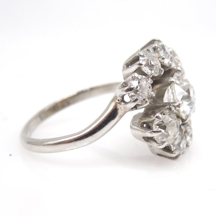 2.20ct Old Mine Cut Diamond Cluster Ring in Platinum