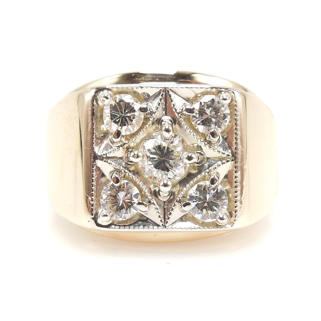 Oversize Man's Square Diamond Cluster Ring in 14K Yellow Gold