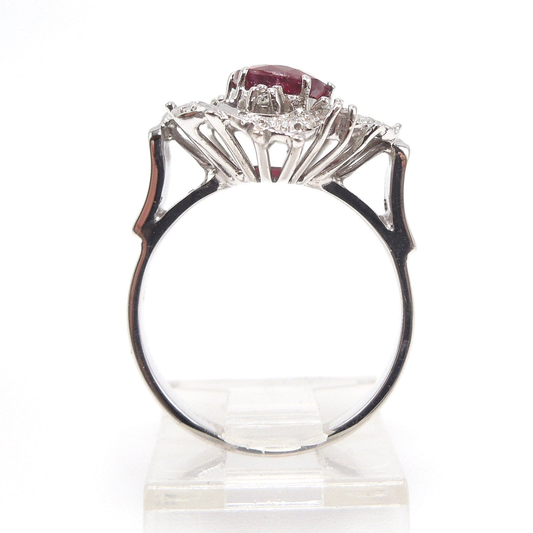 Vintage 1.2ct Ruby and Diamond Cocktail Ring in 18K White Gold