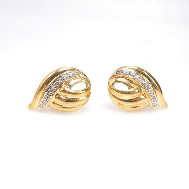 18K Yellow and White Gold Stud Earrings with Diamonds