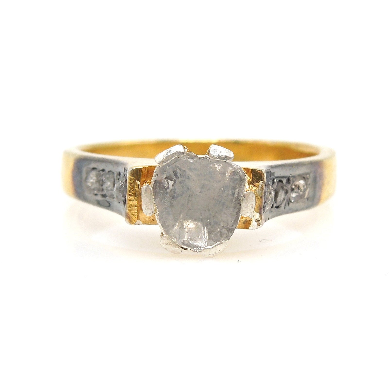 Vermeil Macle Salt and Pepper Diamond Ring - Gold and Silver