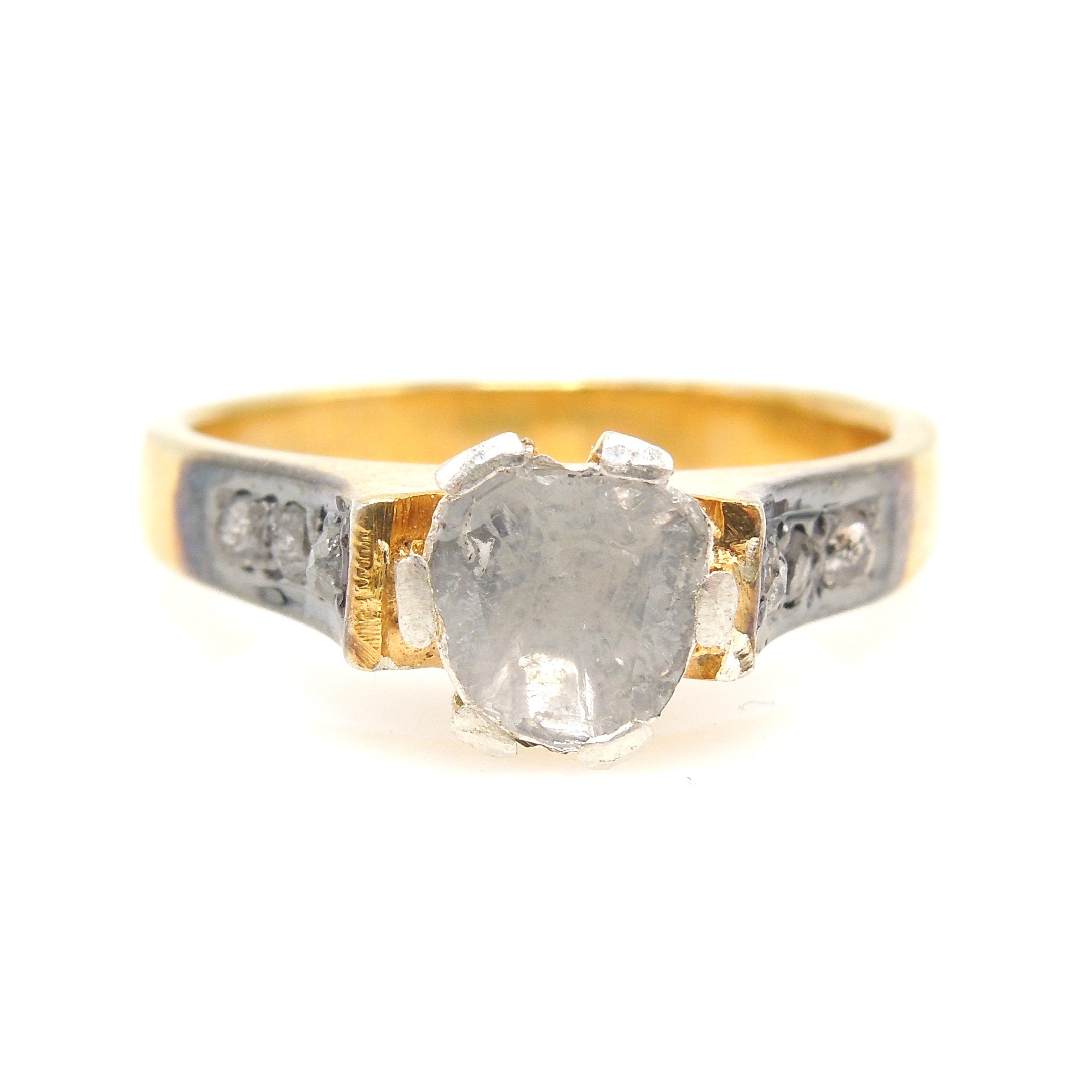Vermeil Macle Salt and Pepper Diamond Ring - Gold and Silver