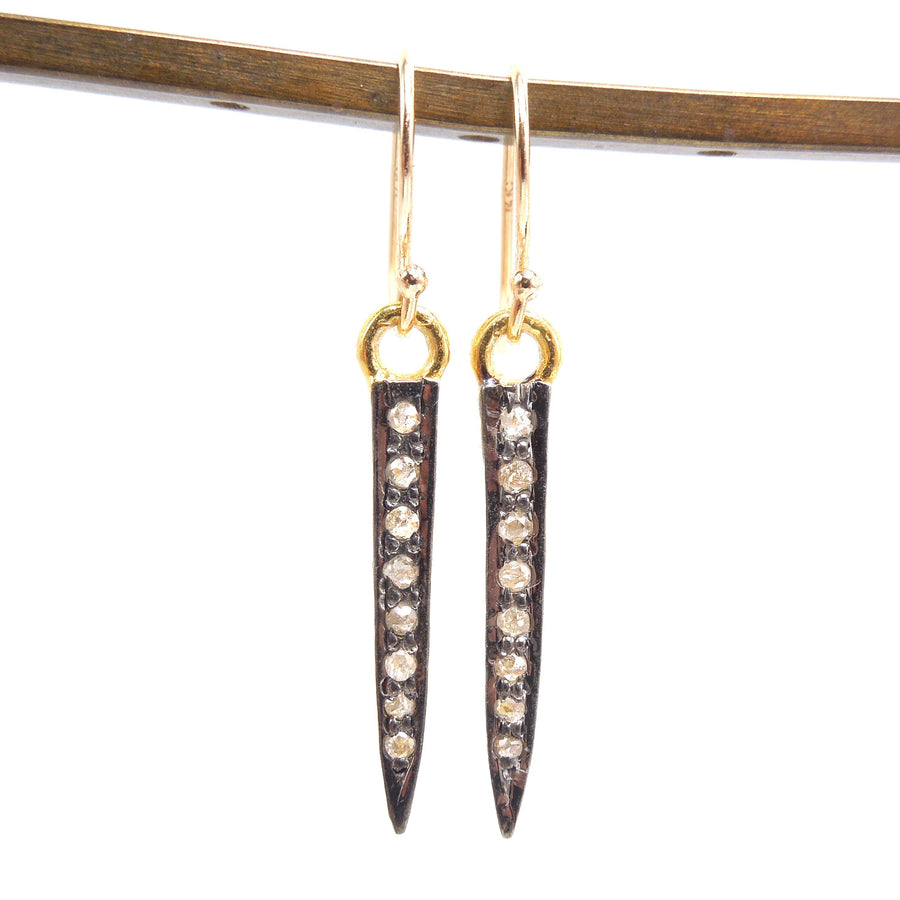Vermeil Sterling Silver and Diamond Drop Earrings on Yellow Gold Ear Wire