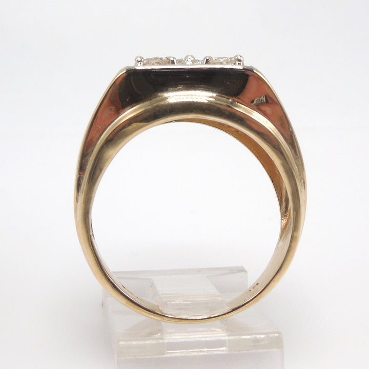 Oversize Man's Square Diamond Cluster Ring in 14K Yellow Gold