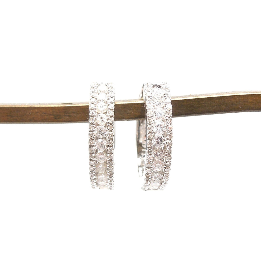 Half Carat Diamond and 14K White Gold Hoop Earrings