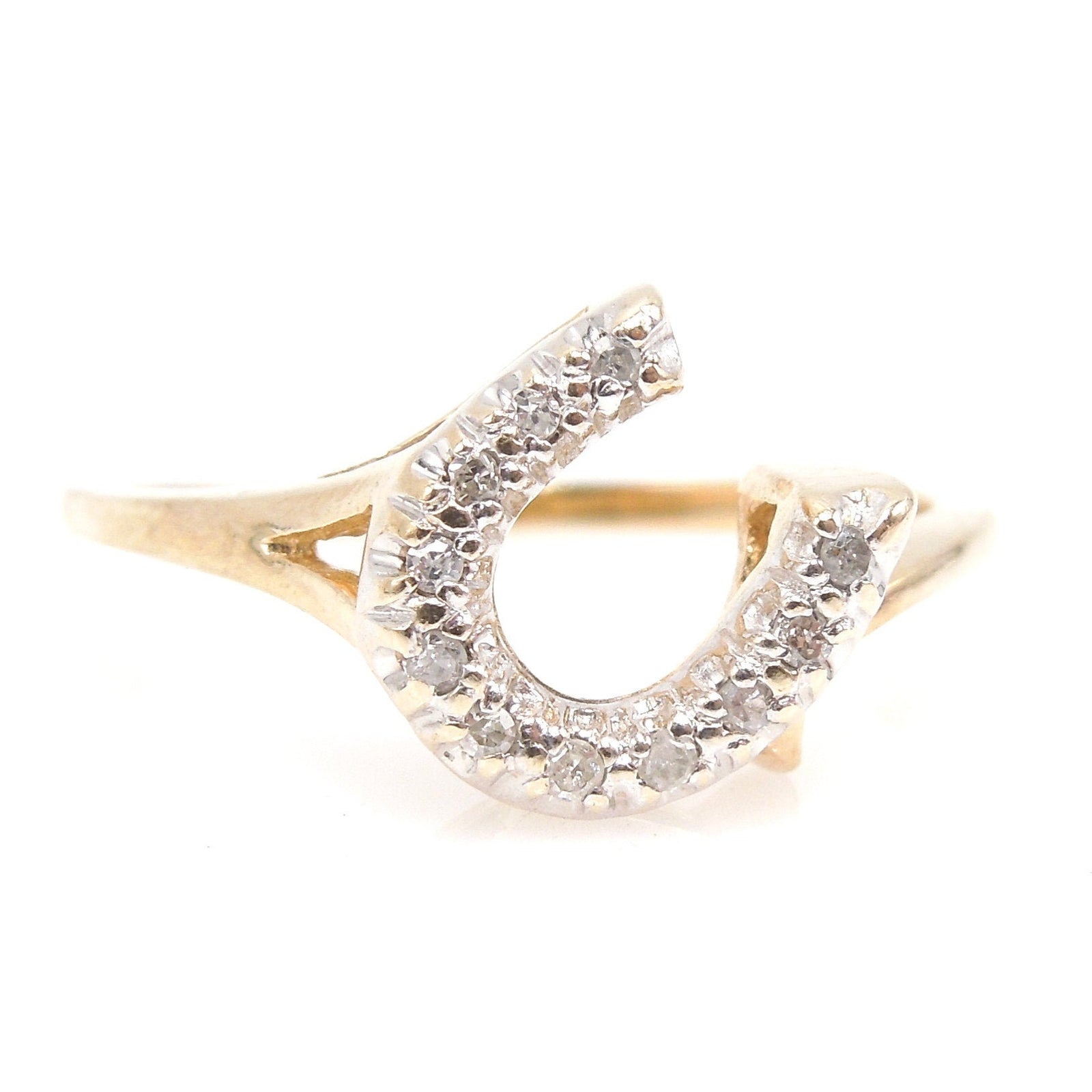 Yellow Gold and Diamond Horseshoe Ring