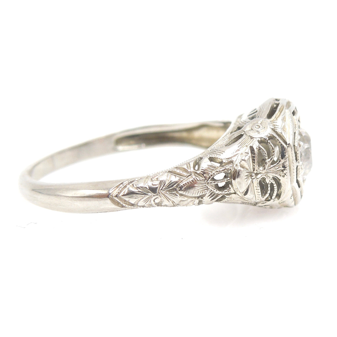 Art Deco/Edwardian 0.60ct Diamond Engagement Ring in 18K White Gold
