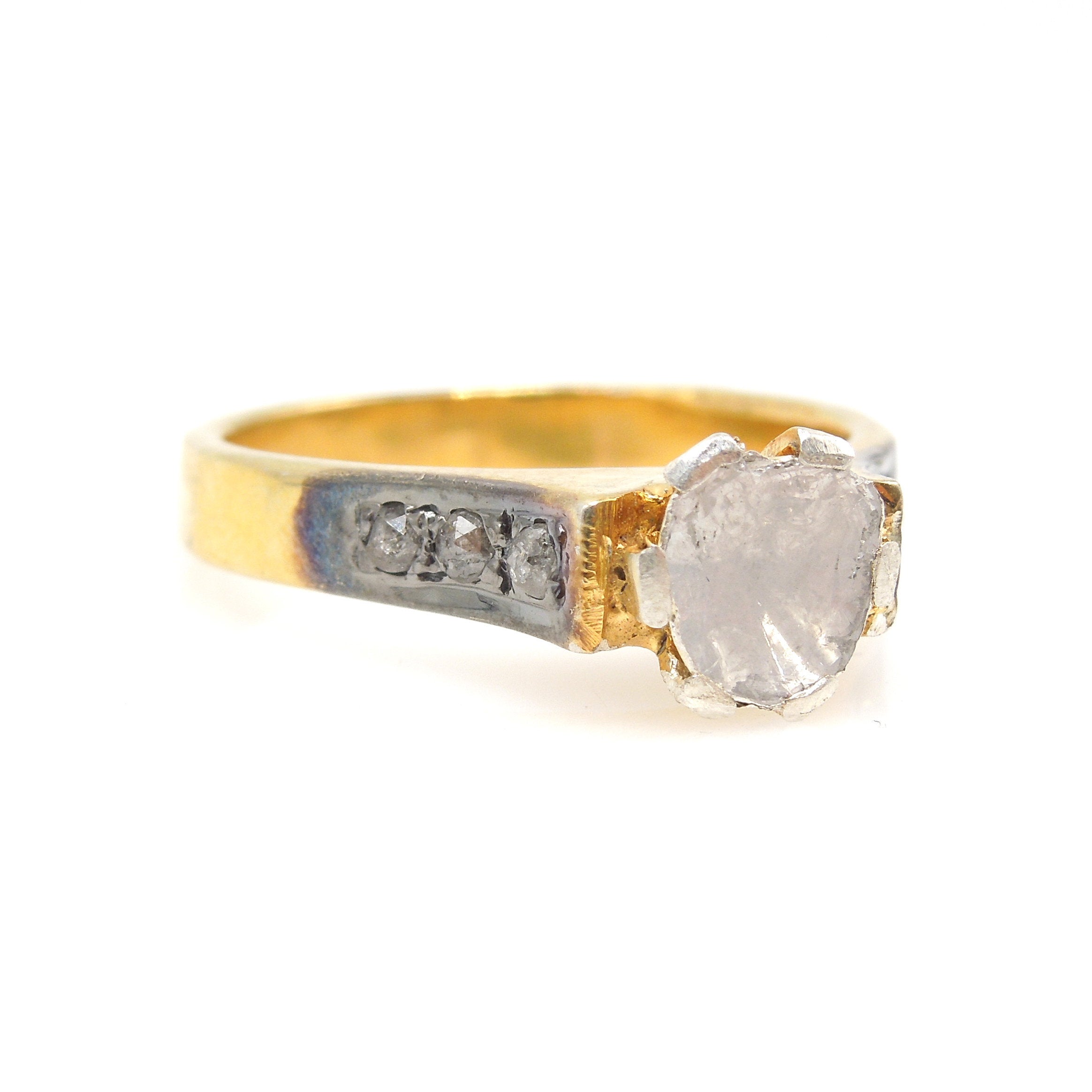 Vermeil Macle Salt and Pepper Diamond Ring - Gold and Silver