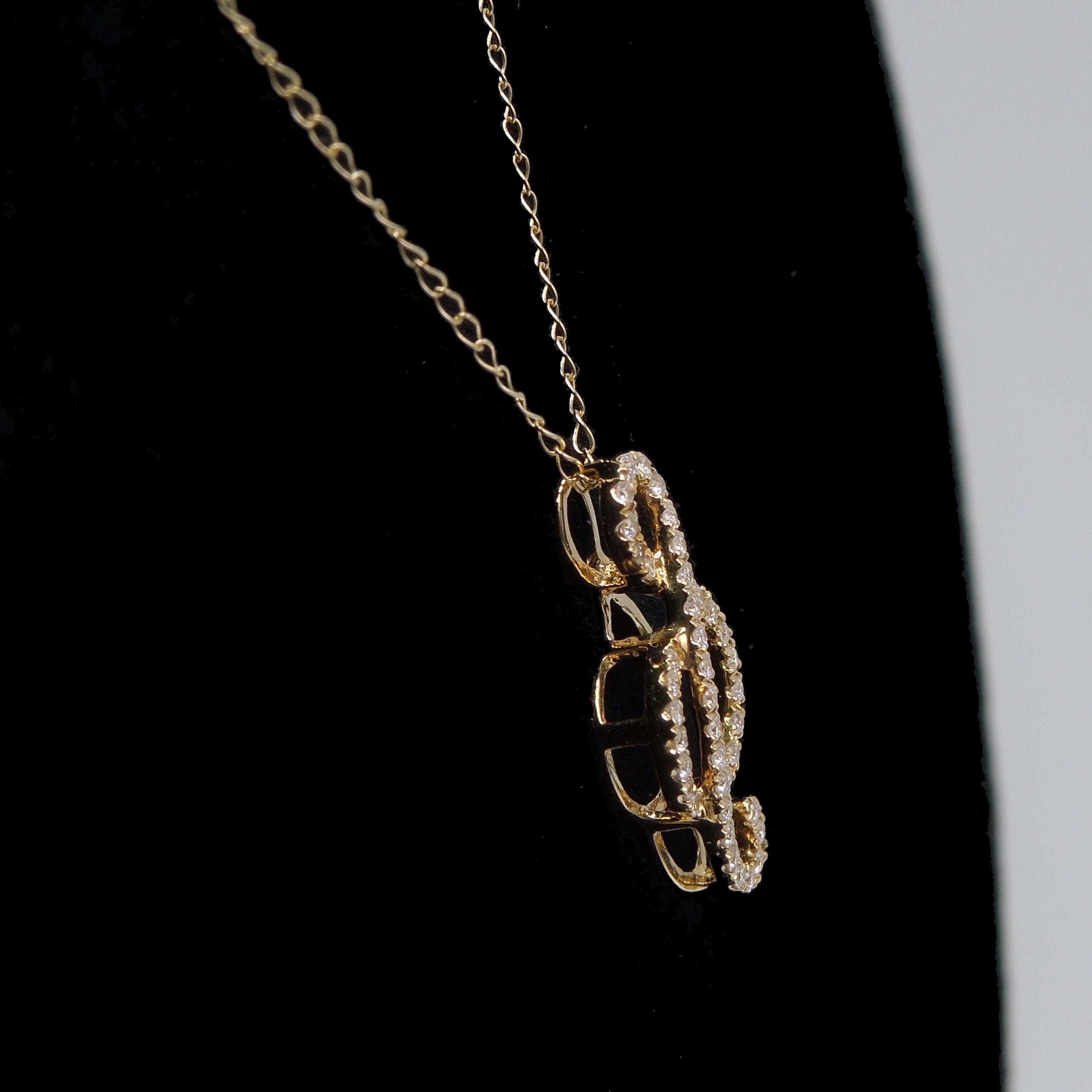 18K Yellow Gold and Diamond Treble Clef Necklace