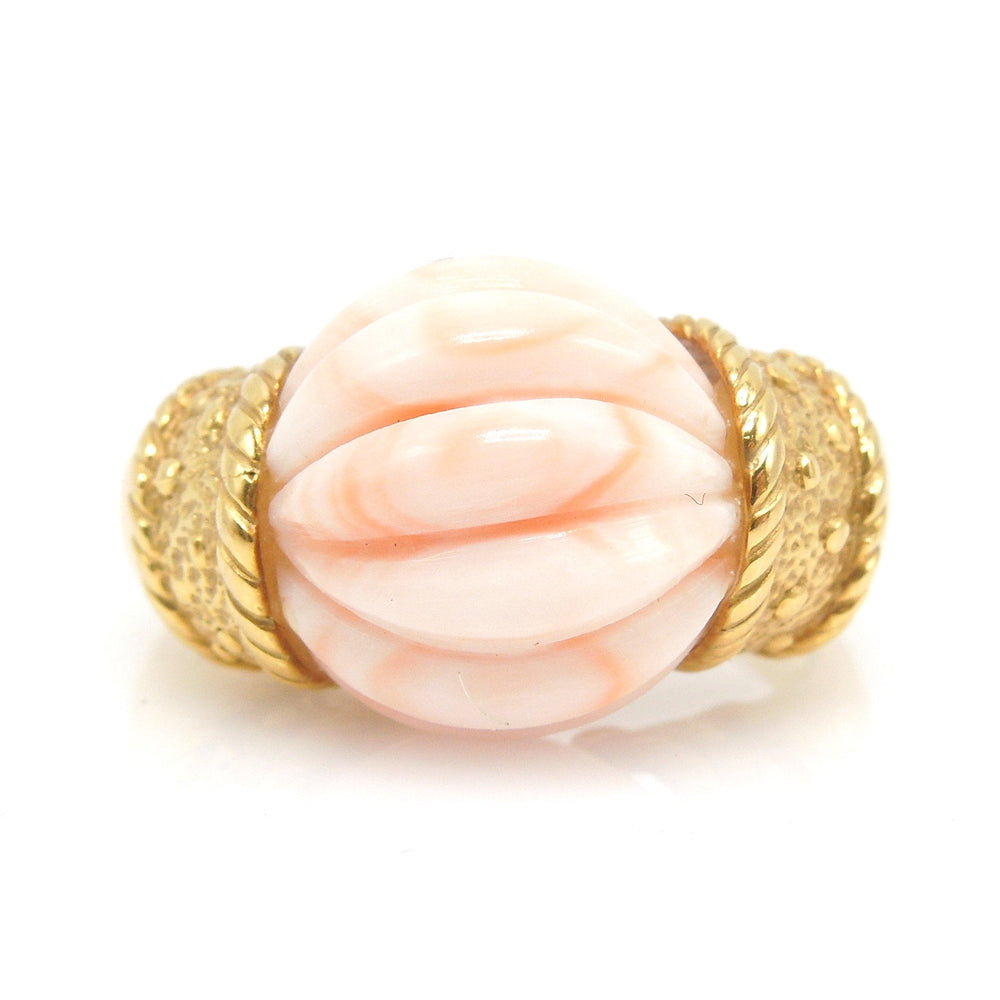 Pink Coral Statement Ring in 18K Yellow Gold