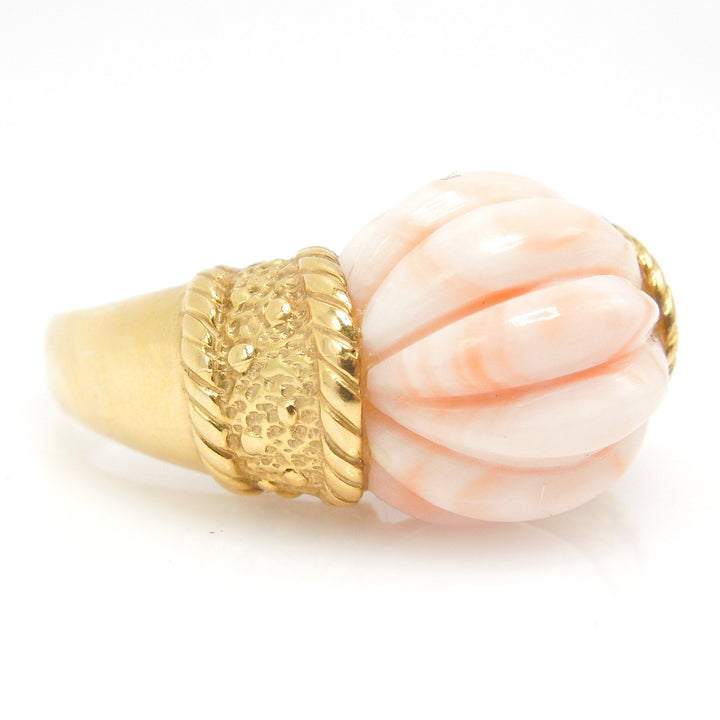 Pink Coral Statement Ring in 18K Yellow Gold
