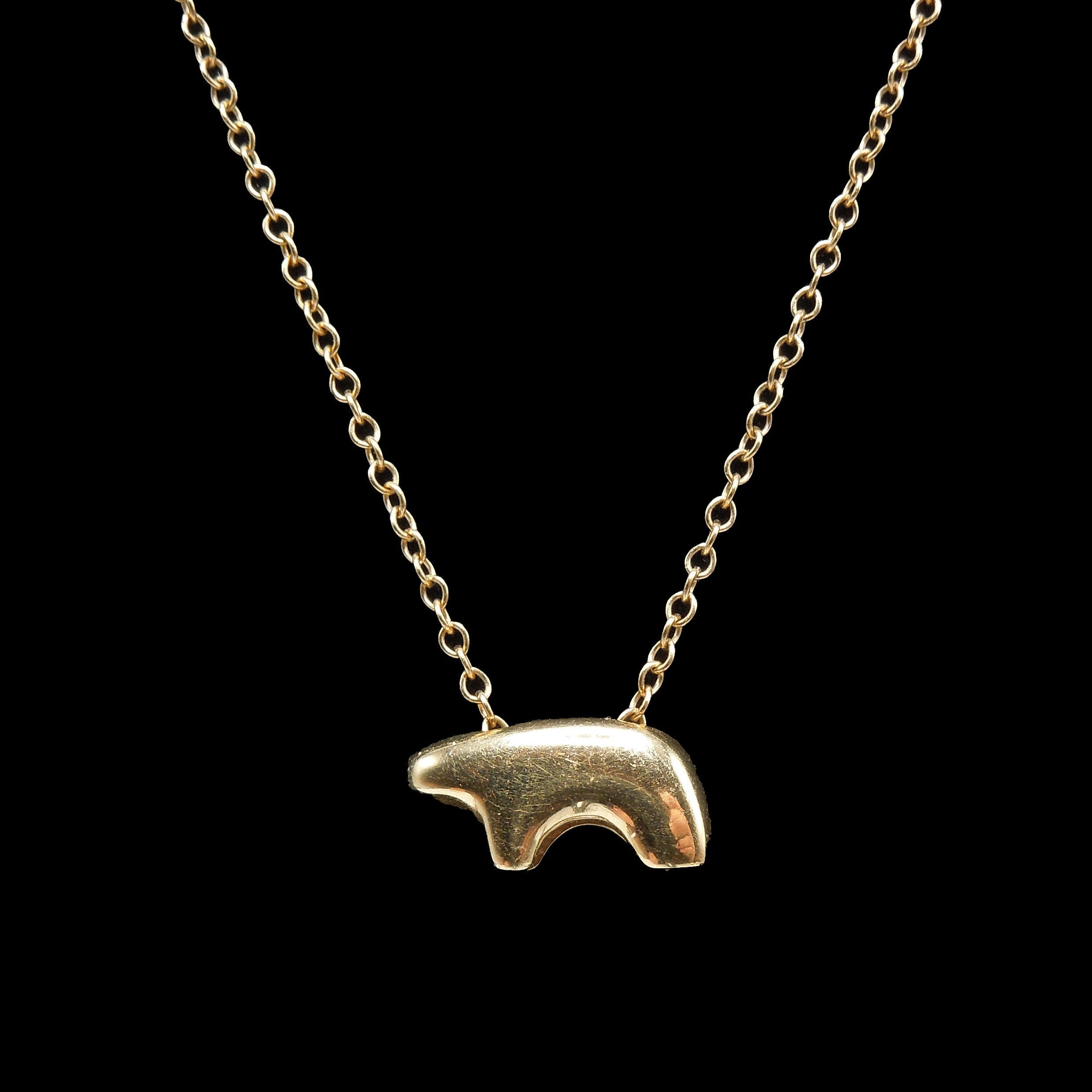 Stylized Navajo Bear Necklace in 14K Yellow Gold
