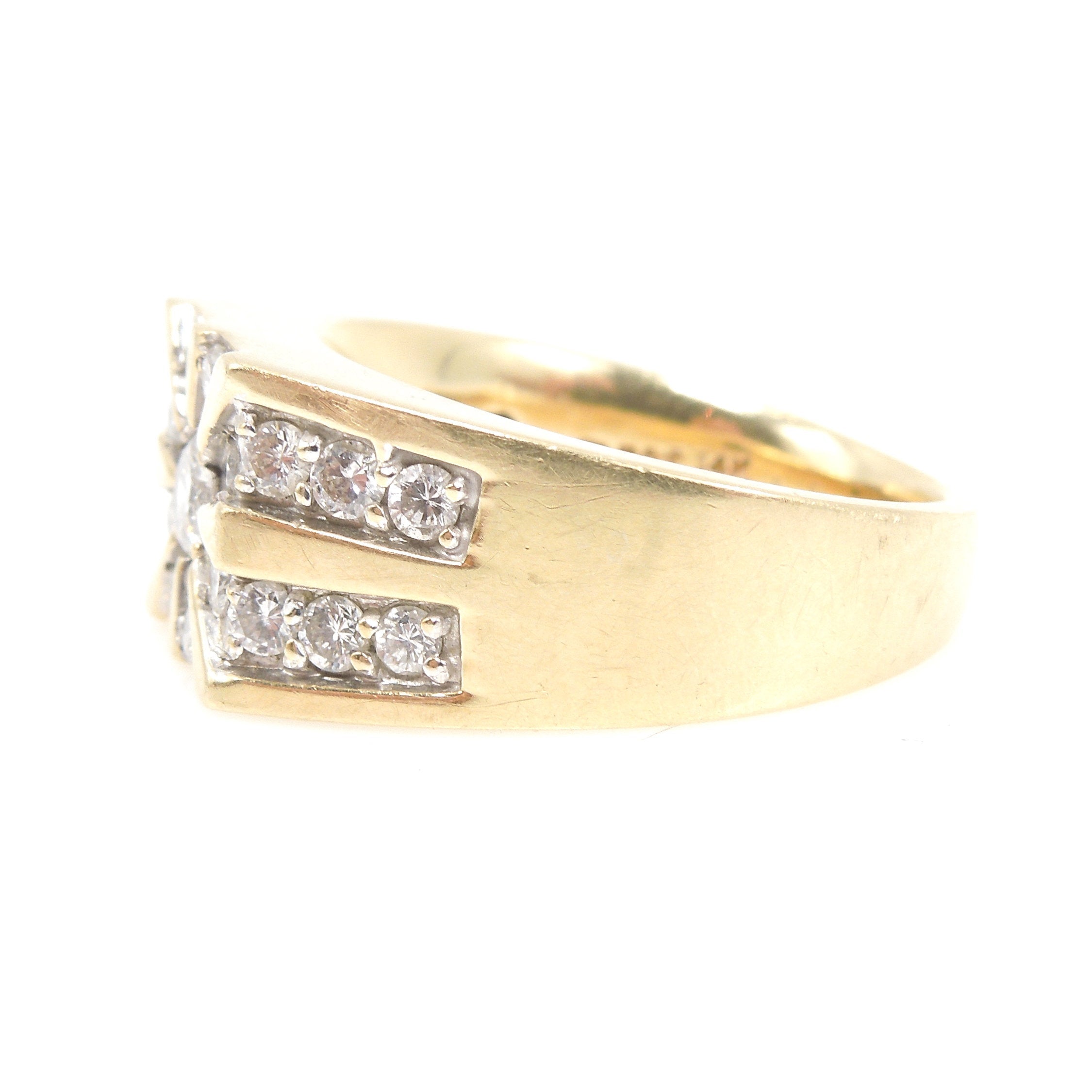 Gentleman's 14K Yellow Gold and Diamond Ring - Quarter Carat with Radiating Diamonds