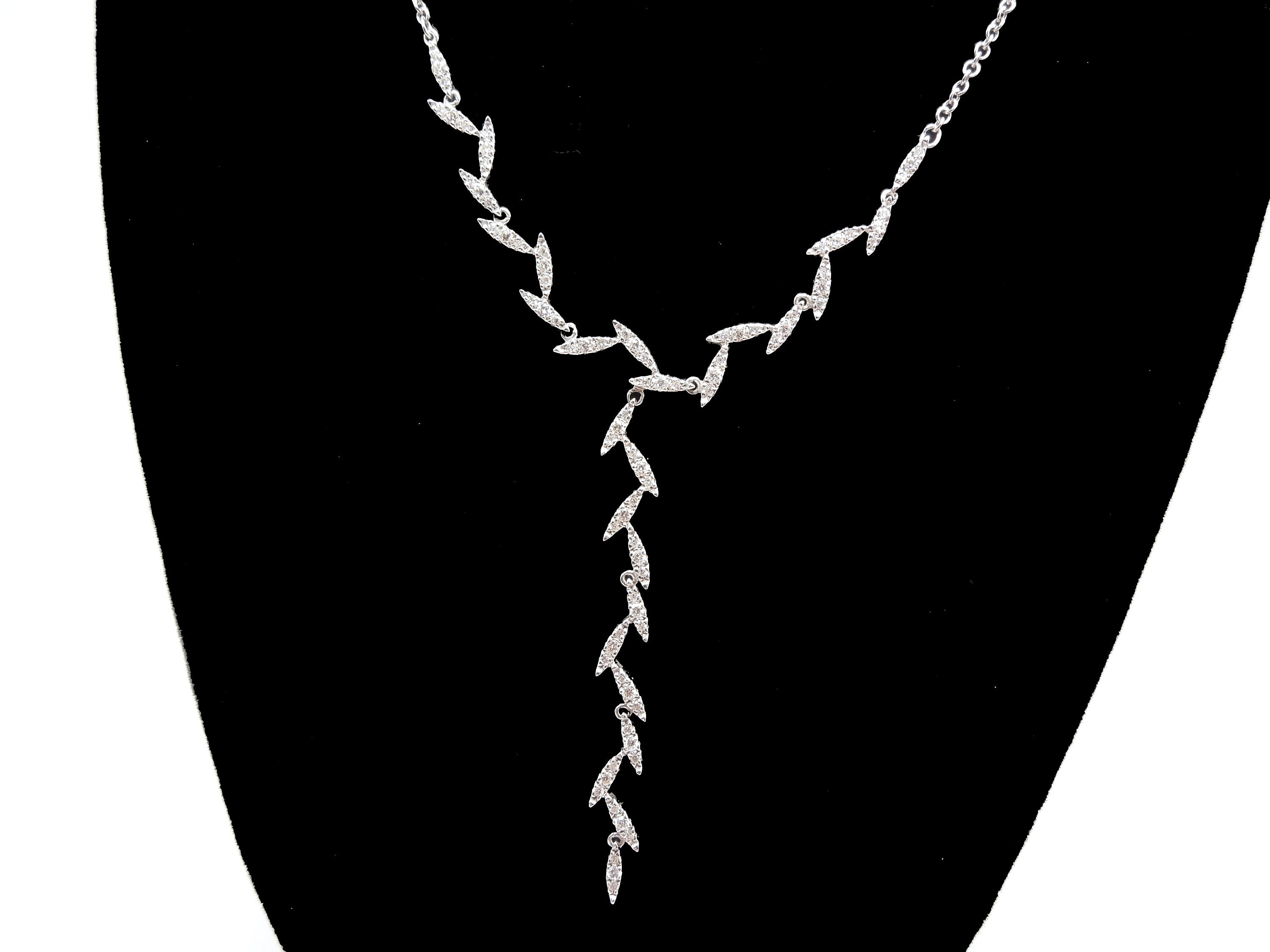 Roberto Coin White Gold and Diamond Zig Zag/Icicle Necklace and Earring Set