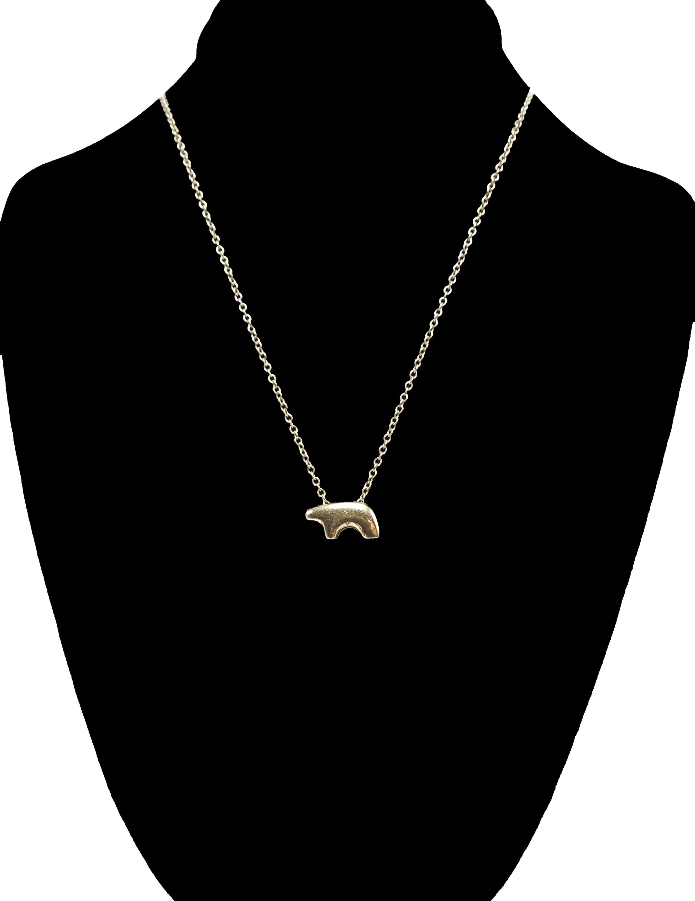 Stylized Navajo Bear Necklace in 14K Yellow Gold