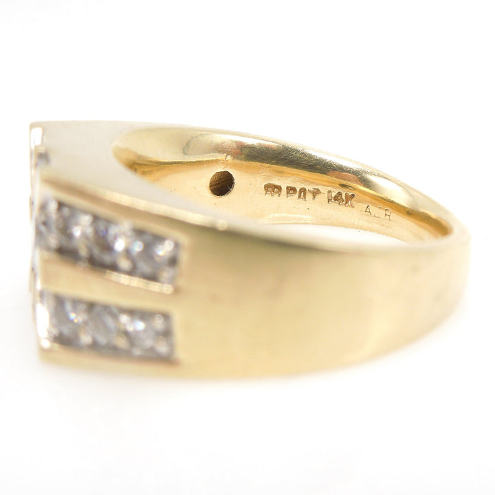 Gentleman's 14K Yellow Gold and Diamond Ring - Quarter Carat with Radiating Diamonds
