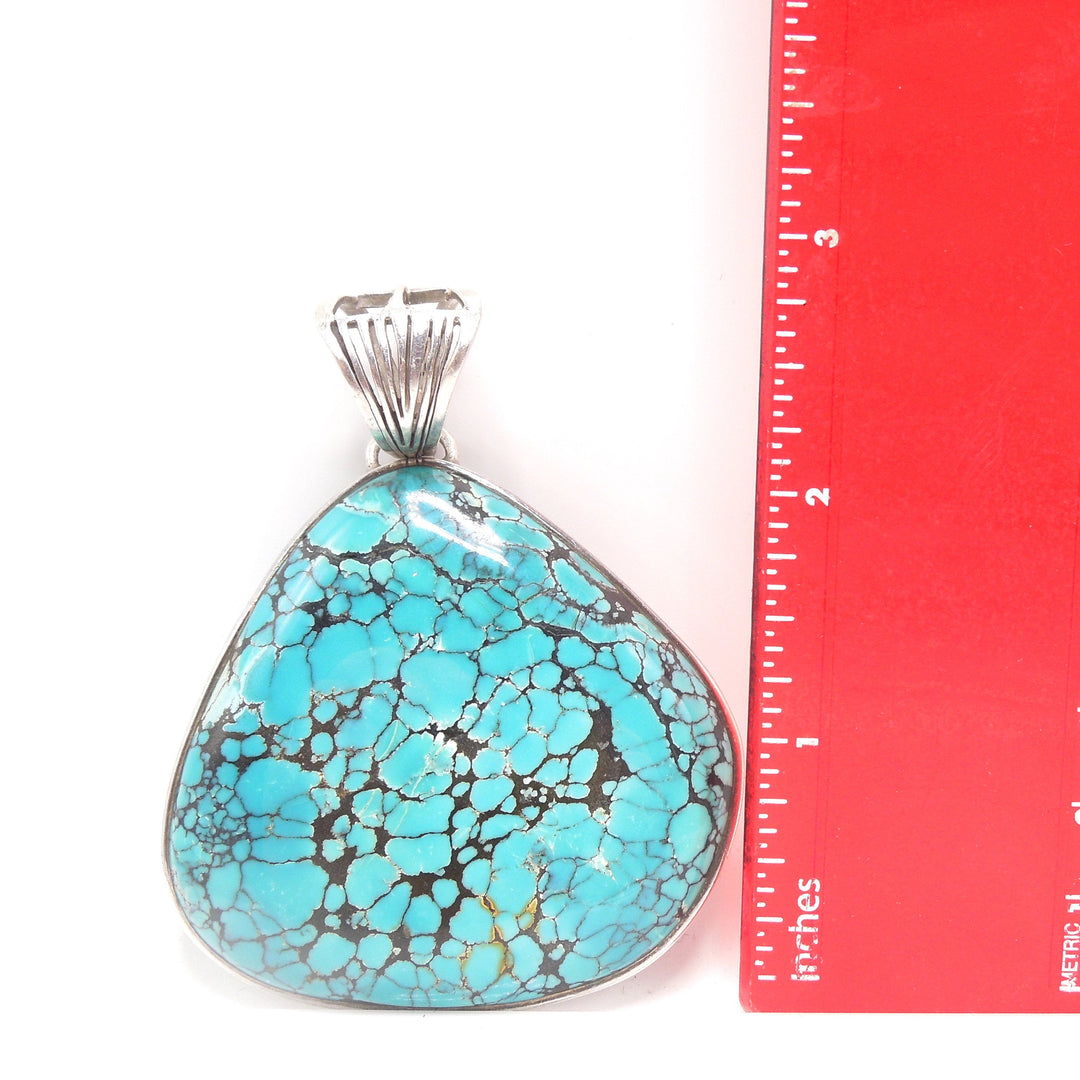 Large King's Manassa Turquoise and Sterling Silver Pendant