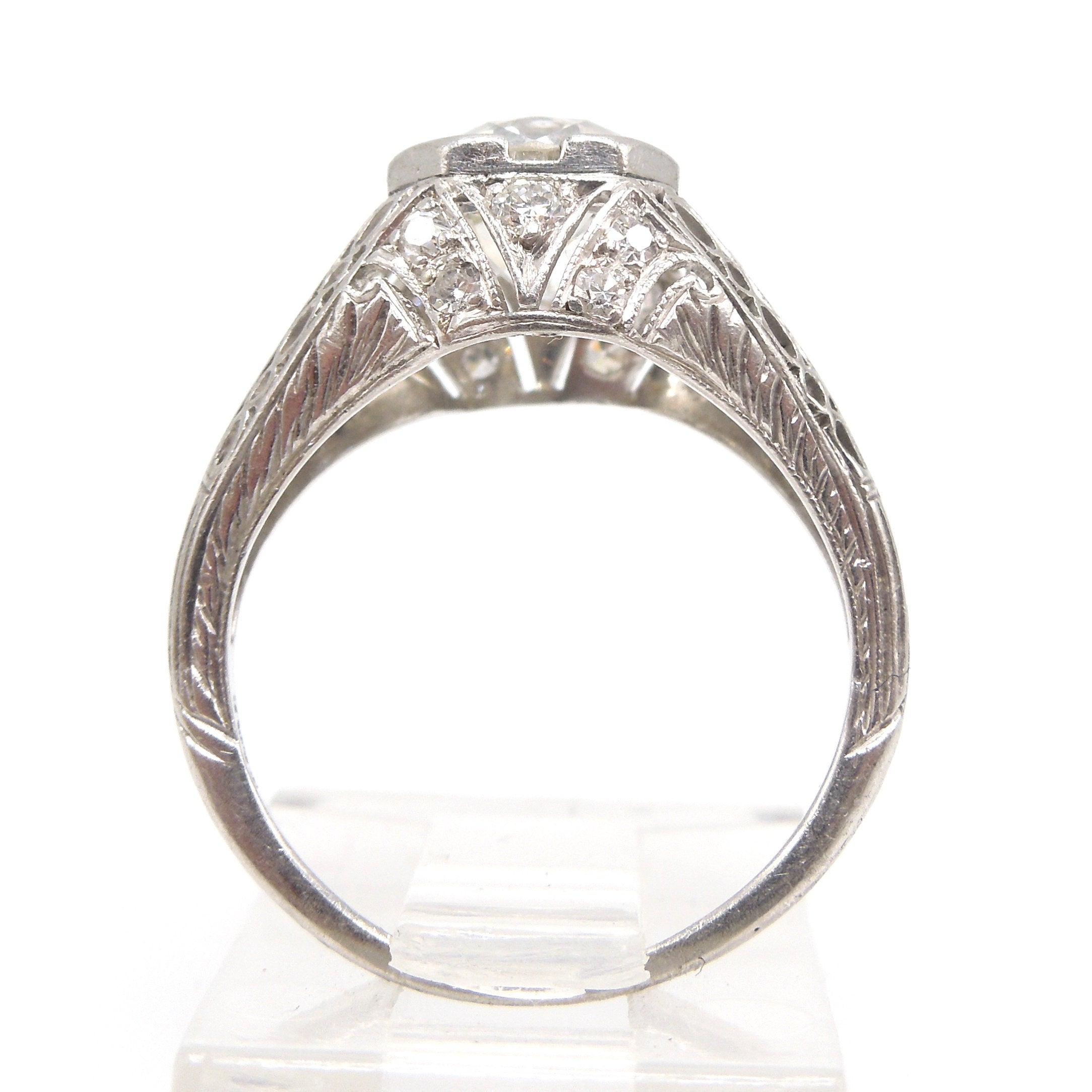 Original 1.47ct European Cut Diamond Art Deco Engagement Ring in Platinum