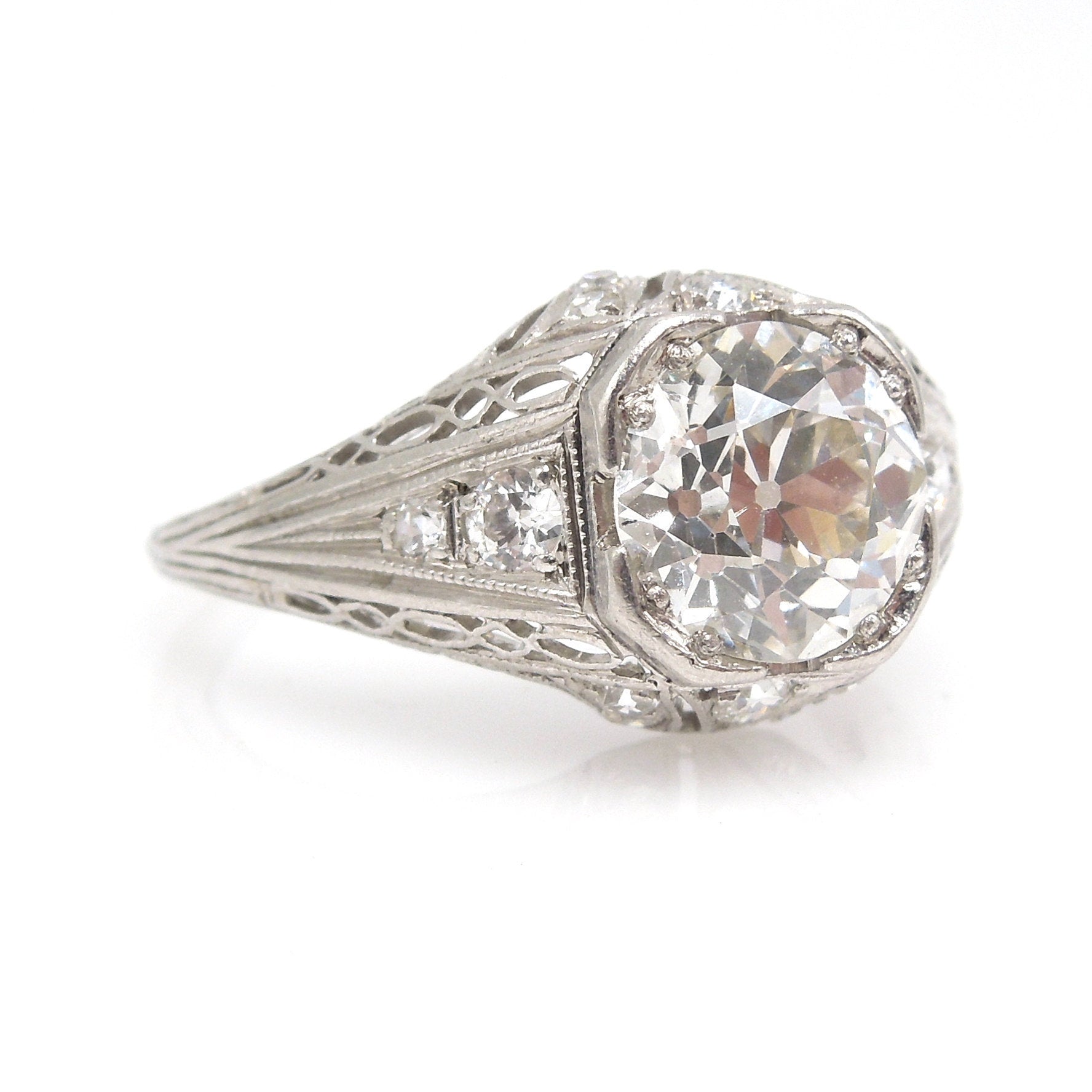 Original 1.47ct European Cut Diamond Art Deco Engagement Ring in Plati ...