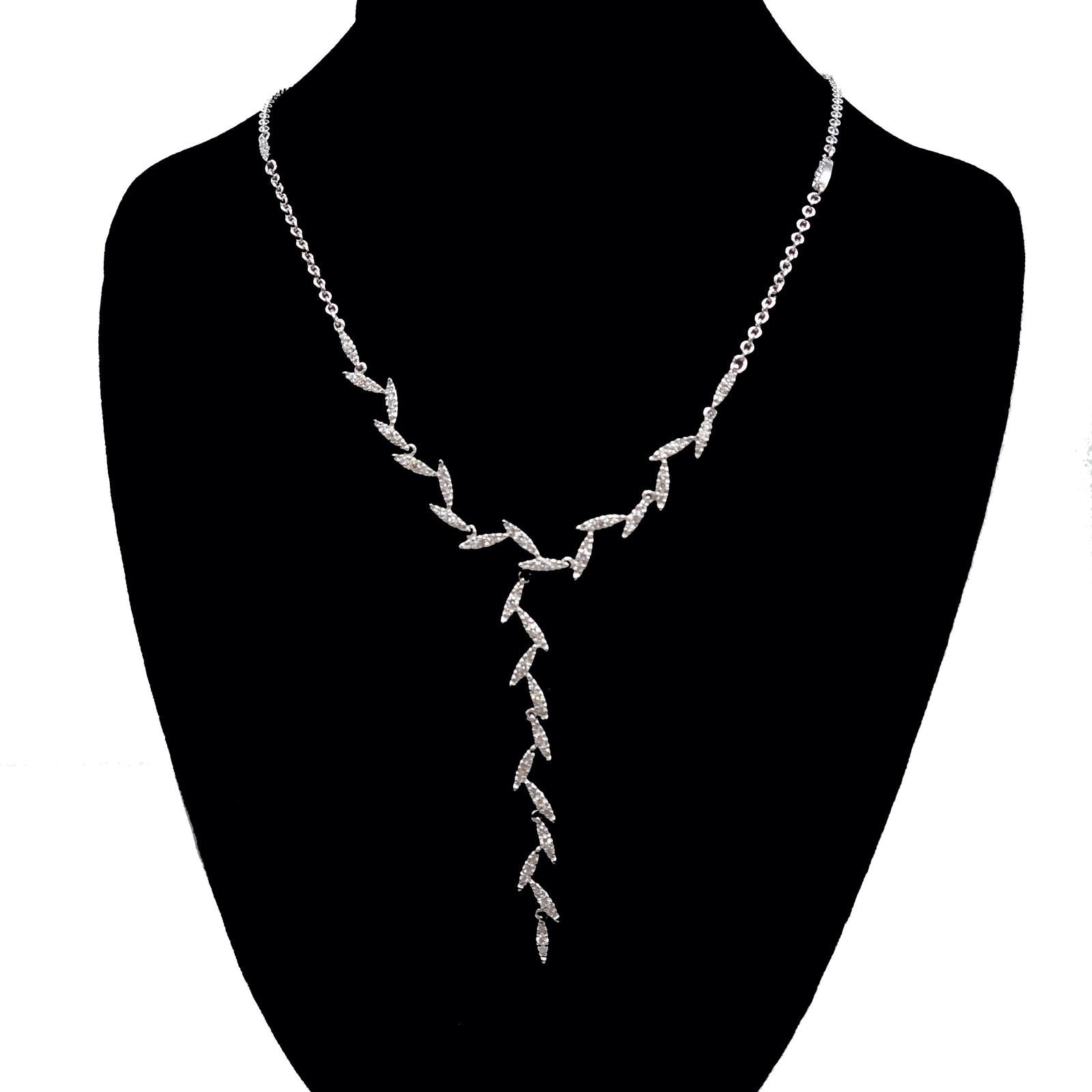 Roberto Coin White Gold and Diamond Zig Zag/Icicle Necklace and Earring Set
