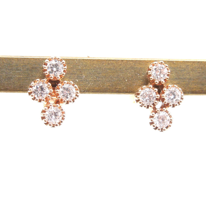 Rose Gold and Diamond Cruciform Stud Earrings
