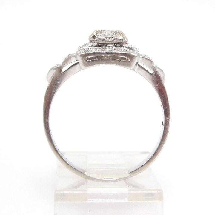 Square Topped Old European Cut Diamond Engagement Ring in Platinum - Art Deco - 1920s