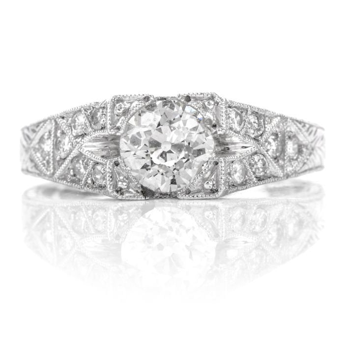 0.85ct Estate Old European Cut Diamond Engagement Ring in Platinum