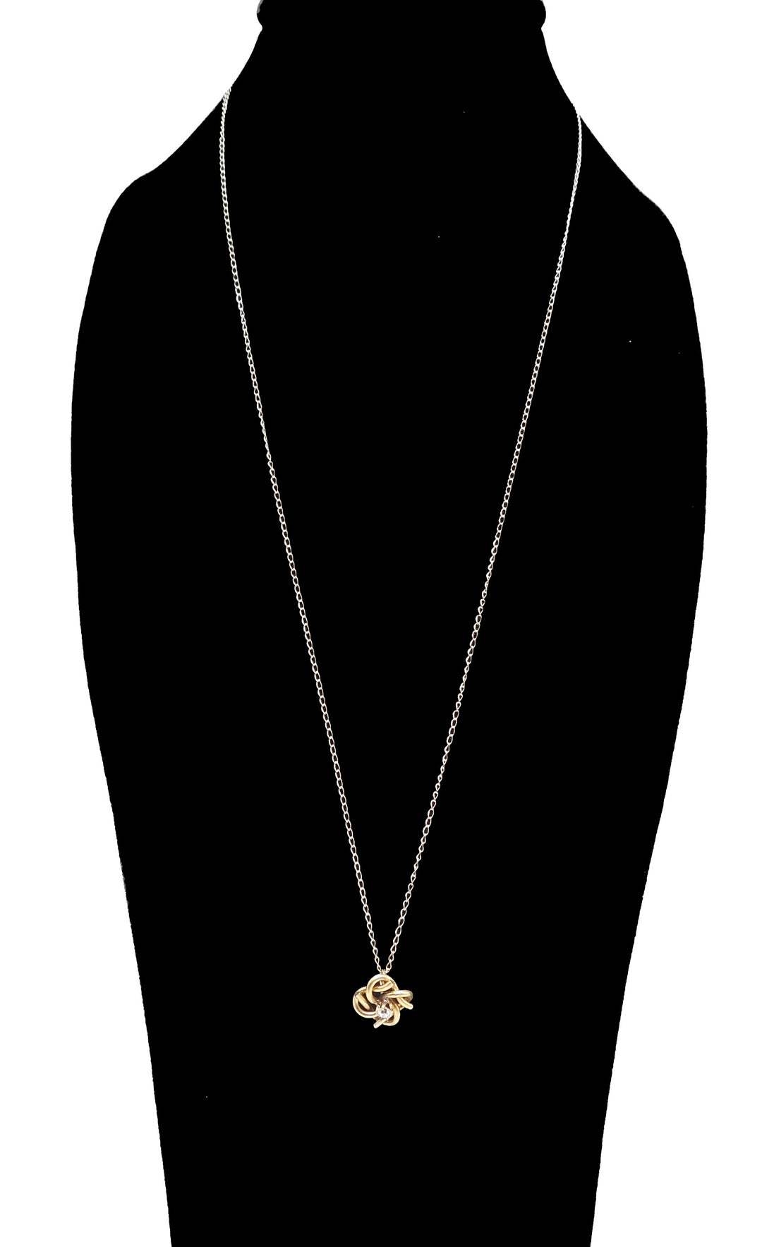 Victorian Twisted Gold Pendant with Old Mine Cut Diamond Necklace