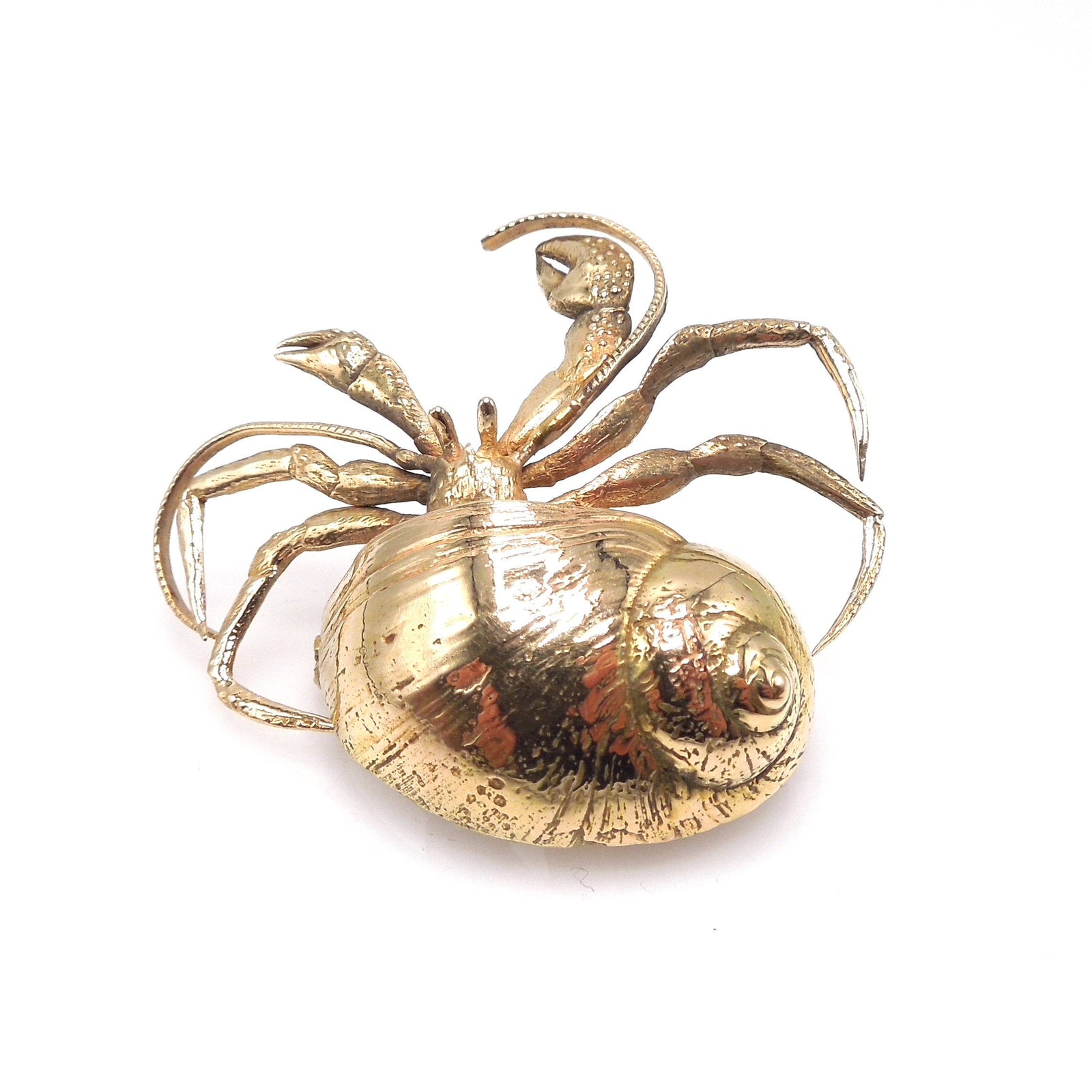 Large 14K Yellow Gold Hermit Crab Crab Pendant Brooch