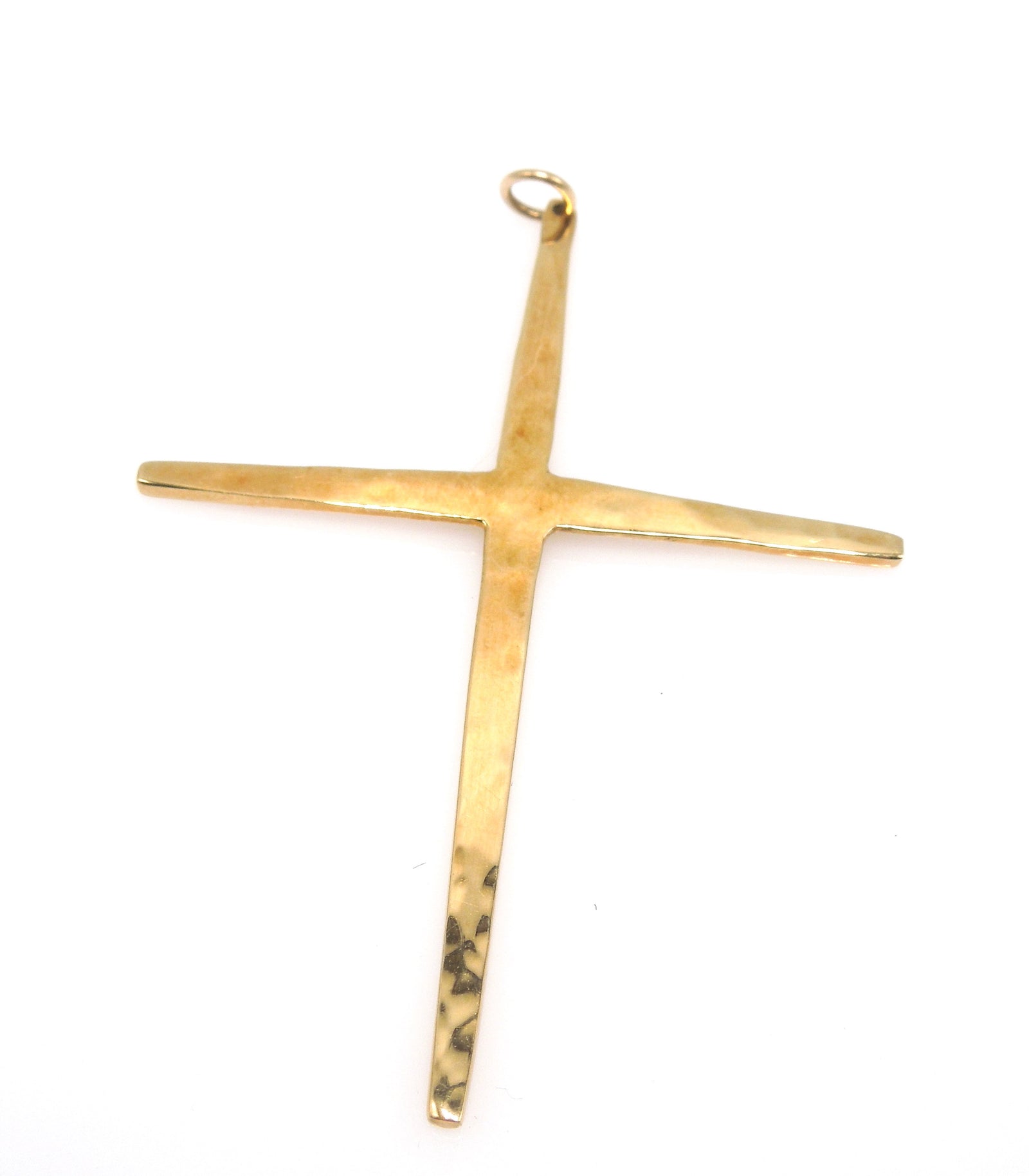 18K Yellow Gold Hand Wrought Cross Pendant
