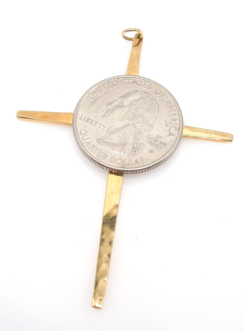 18K Yellow Gold Hand Wrought Cross Pendant