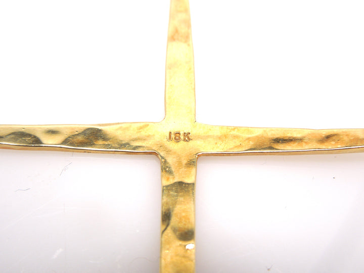 18K Yellow Gold Hand Wrought Cross Pendant