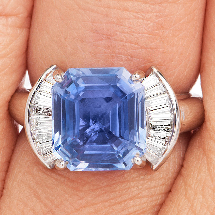 Natural Blue Flawless Sapphire – 8-10 Ct Emerald Cut, Certified, Loose Gemstone From Sri Lanka