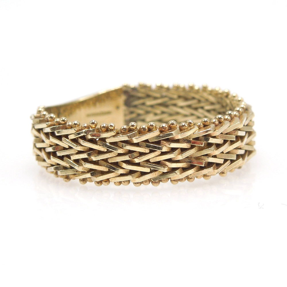 10K Yellow Gold Modern Braided Gents Band with Overlapping Gold Wire - 6mm