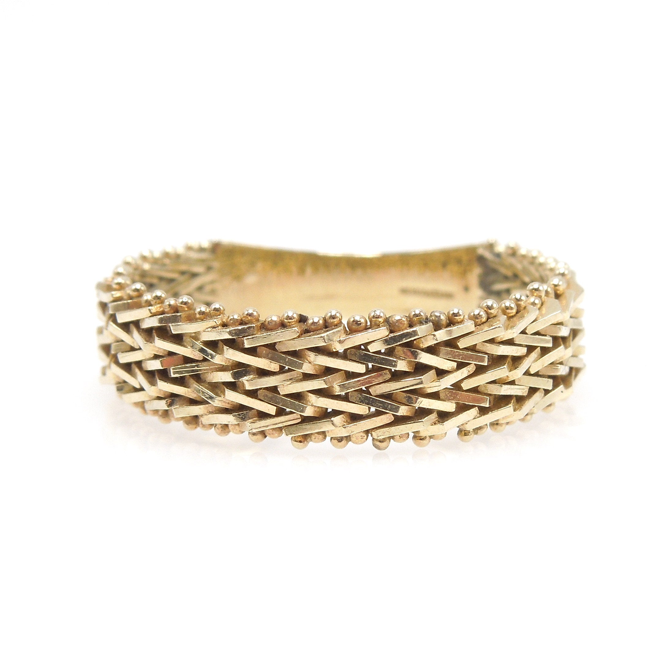 10K Yellow Gold Modern Braided Gents Band with Overlapping Gold Wire - 6mm