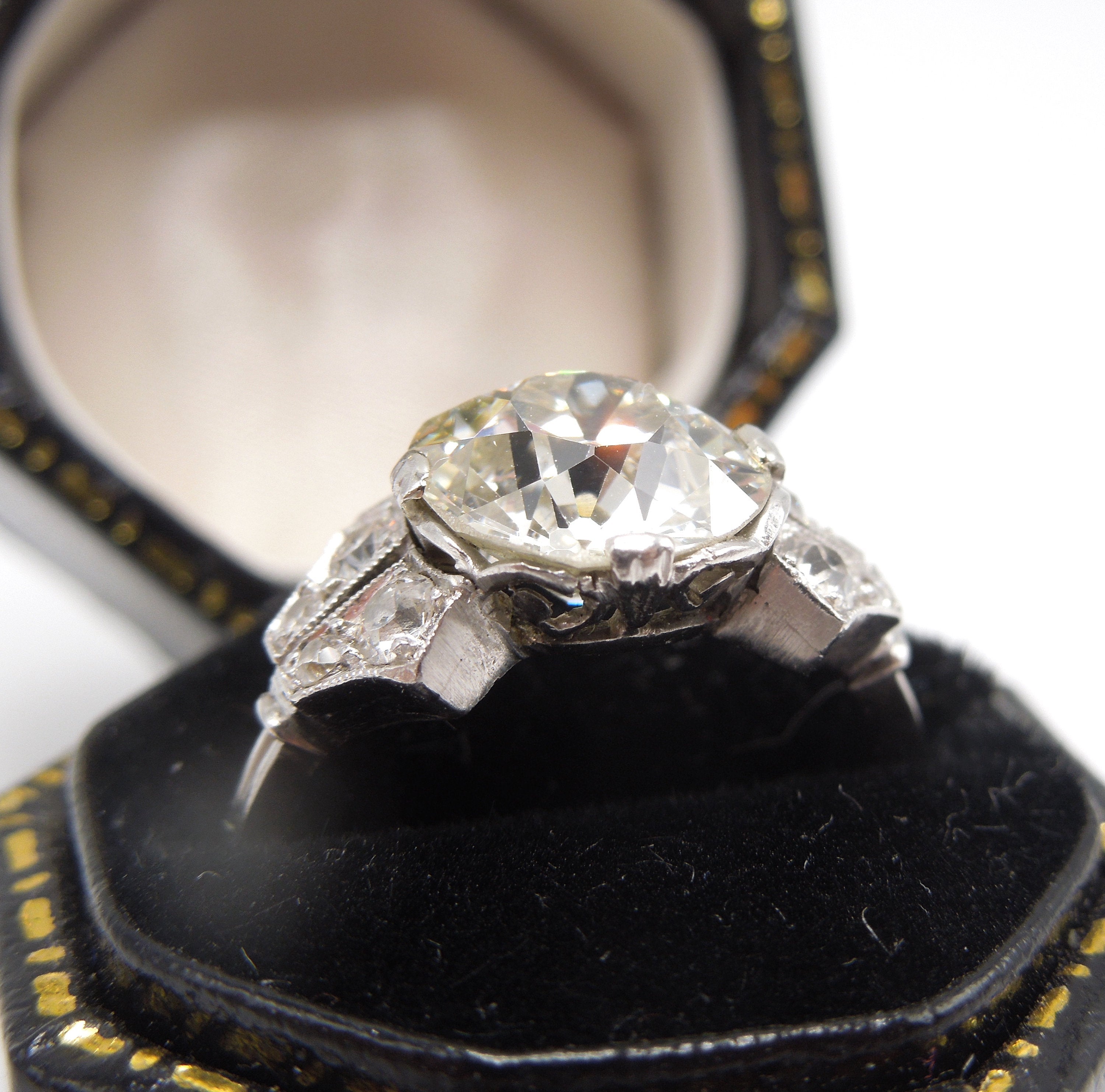 2.19 carat GIA Old European Cut Edwardian Diamond Engagement Ring in Platinum