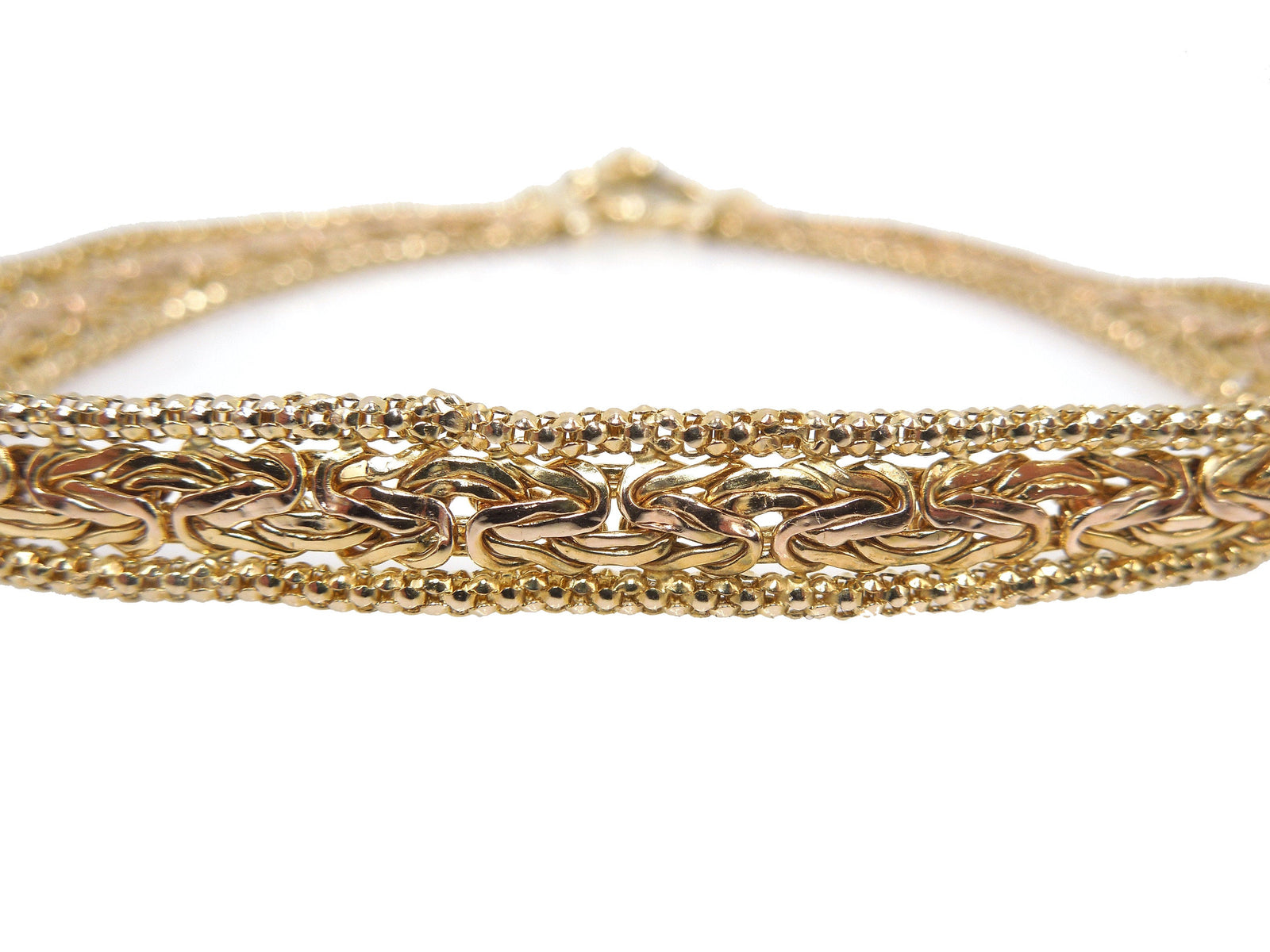 8 inch 14K Yellow and Rose Gold Woven Bicolor Bracelet
