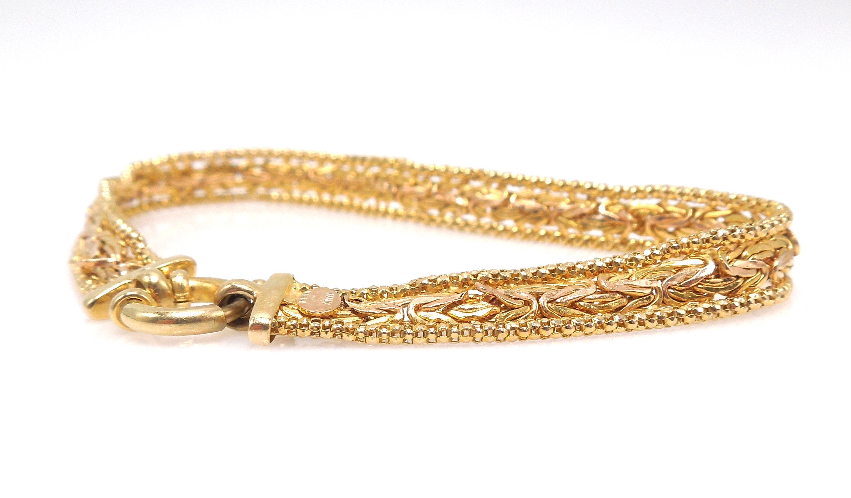 8 inch 14K Yellow and Rose Gold Woven Bicolor Bracelet