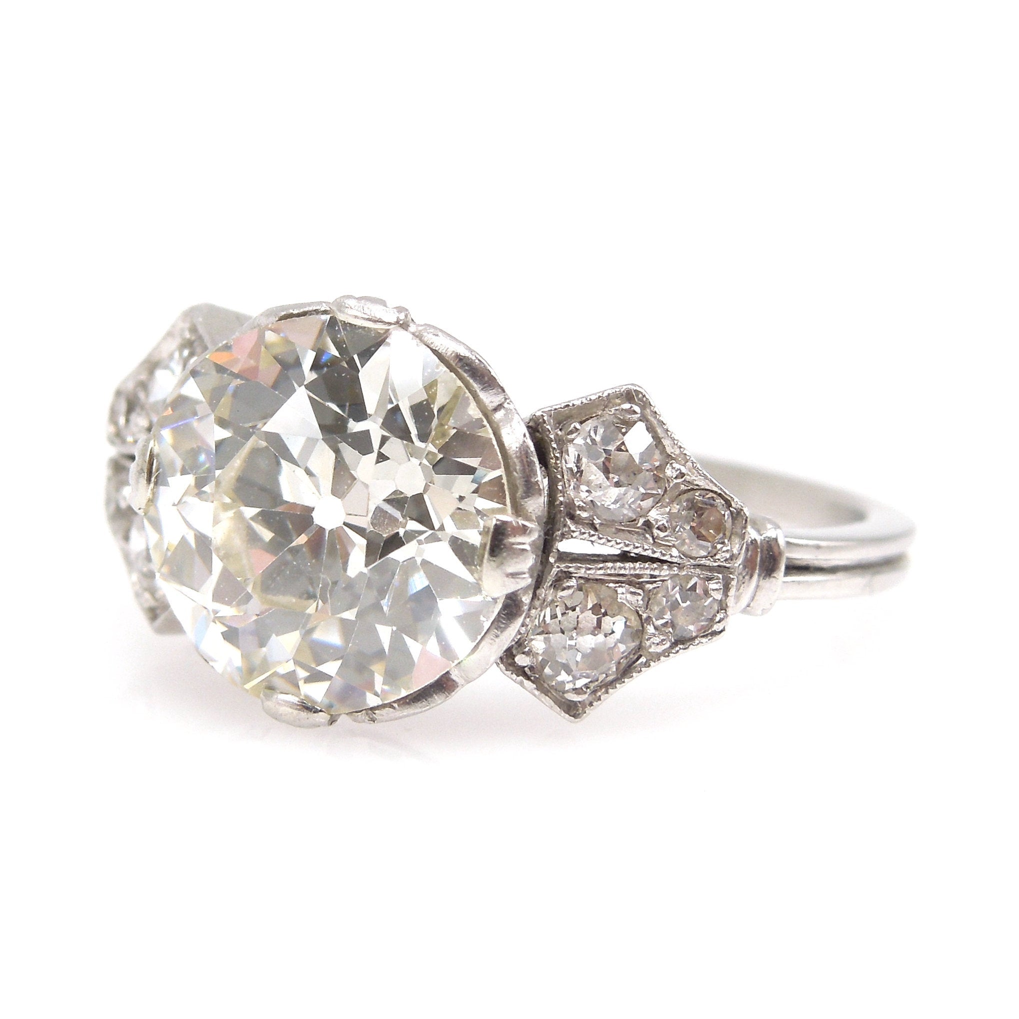 2.19 carat GIA Old European Cut Edwardian Diamond Engagement Ring in Platinum