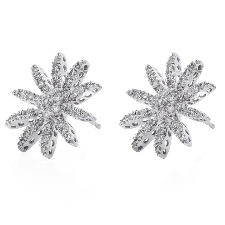 Estate Diamond and White Gold Floral Push Back Stud Earrings
