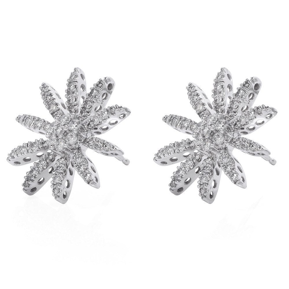 Estate Diamond and White Gold Floral Push Back Stud Earrings