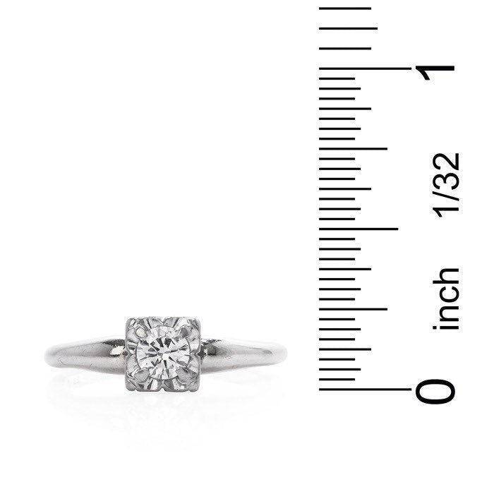 Orange Blossom Brand 1940s Diamond Engagement Ring in 14K White Gold