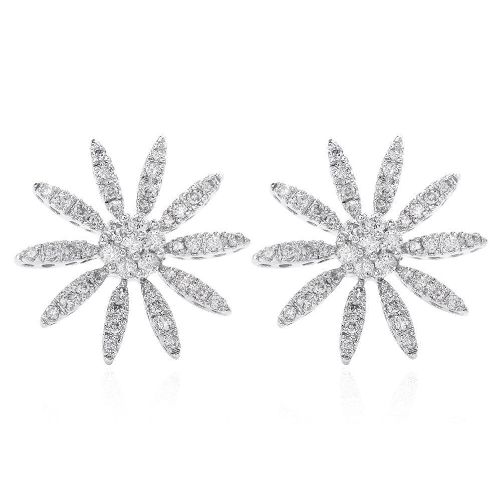 Estate Diamond and White Gold Floral Push Back Stud Earrings