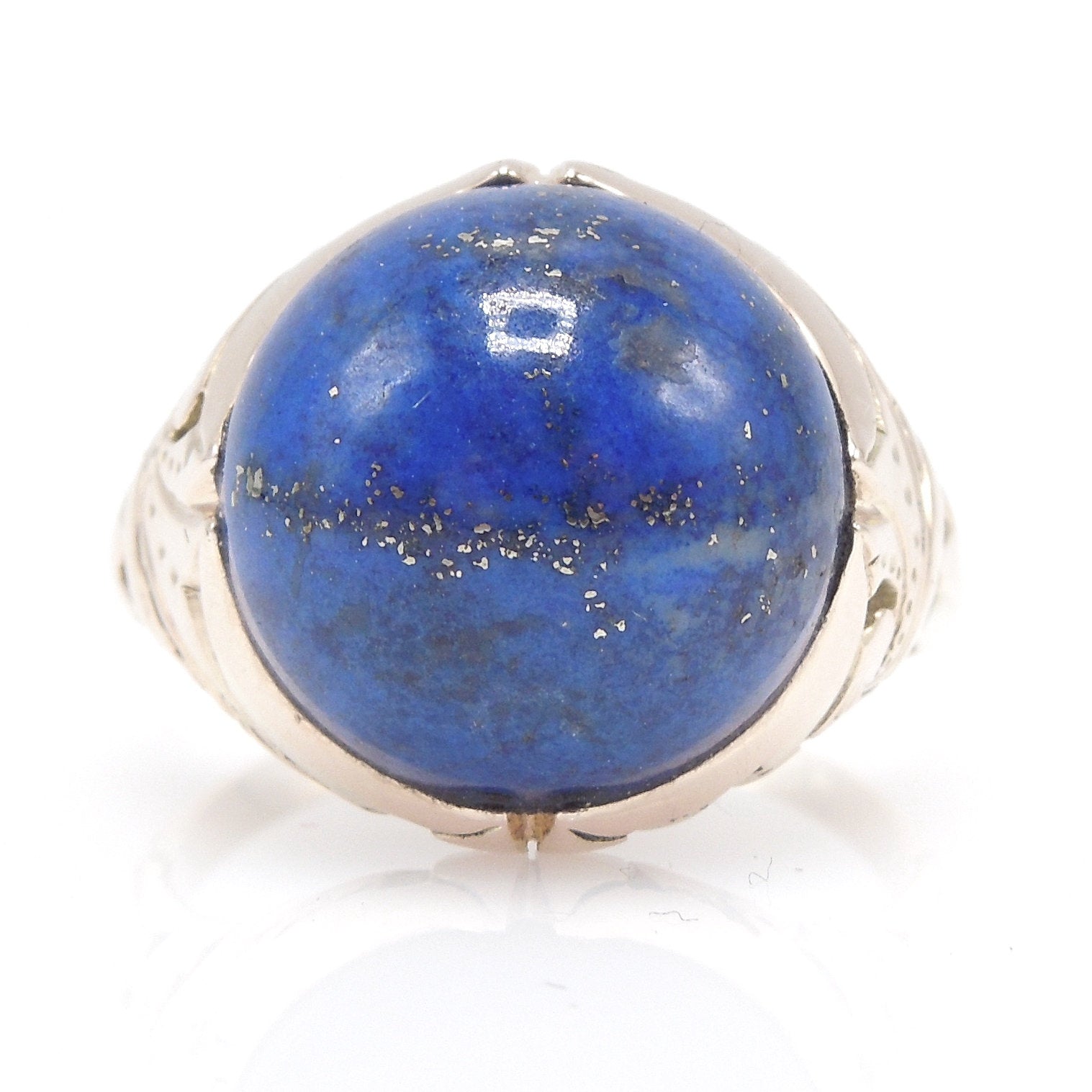 10K Yellow Gold and Lapis Lazuli Art Deco Ring