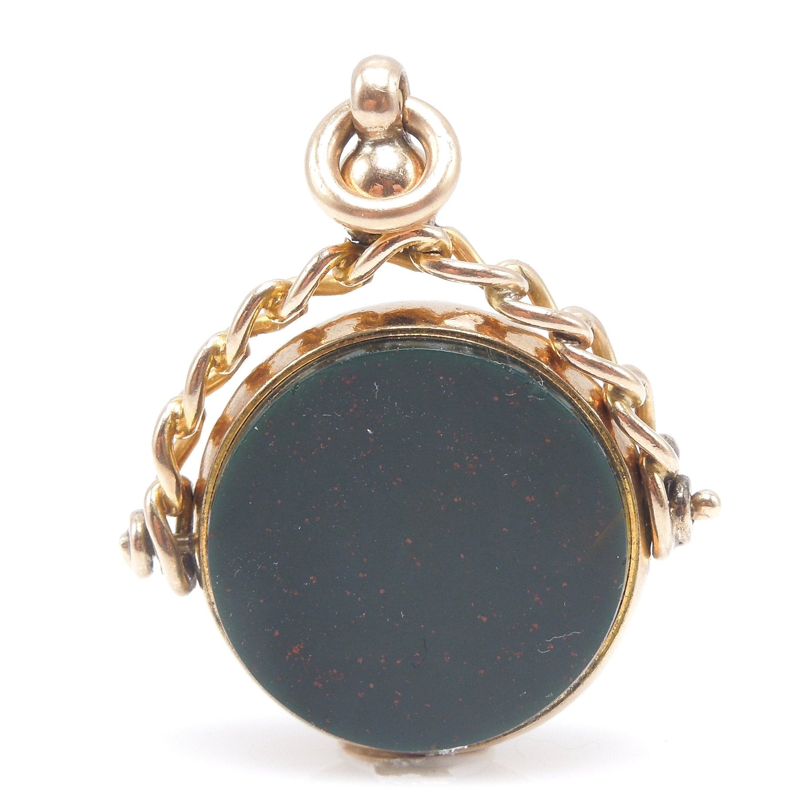 Victorian 9K John Goode & Sons Reversible Sard and Bloodstone Fob