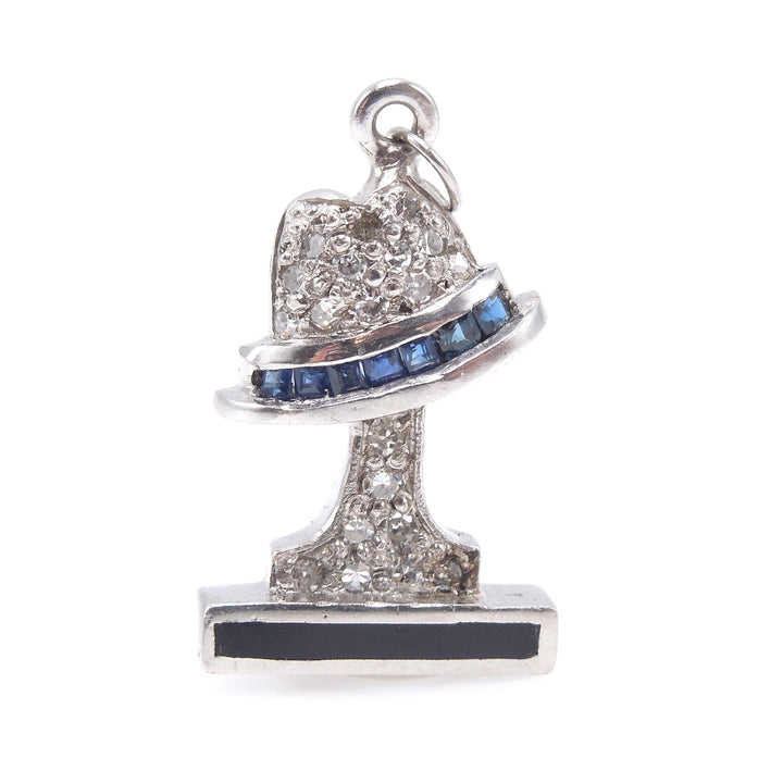 Platinum Hat Stand Pendant with Diamonds and Sapphires