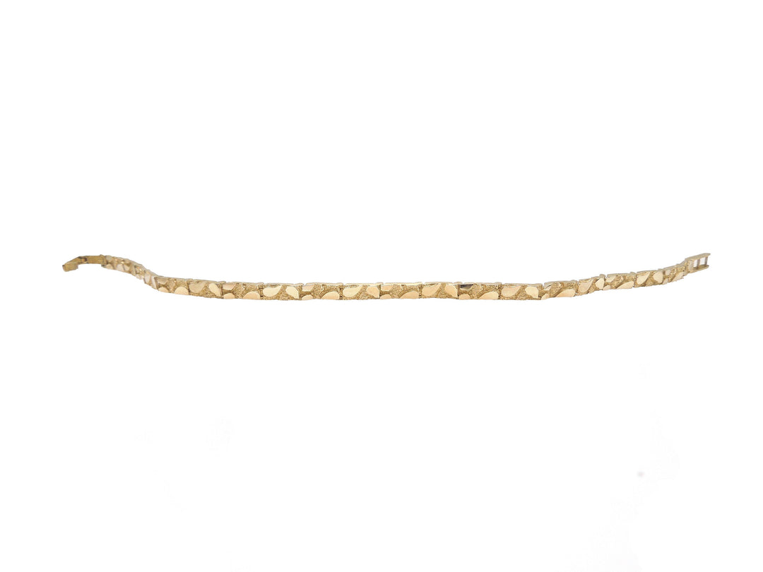 Thin Unisex Nugget Style Yellow Gold Bracelet