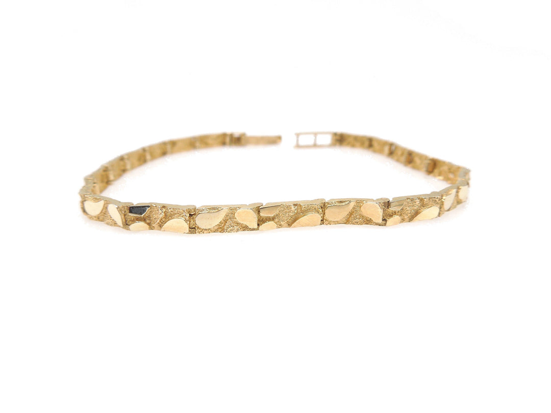 Thin Unisex Nugget Style Yellow Gold Bracelet