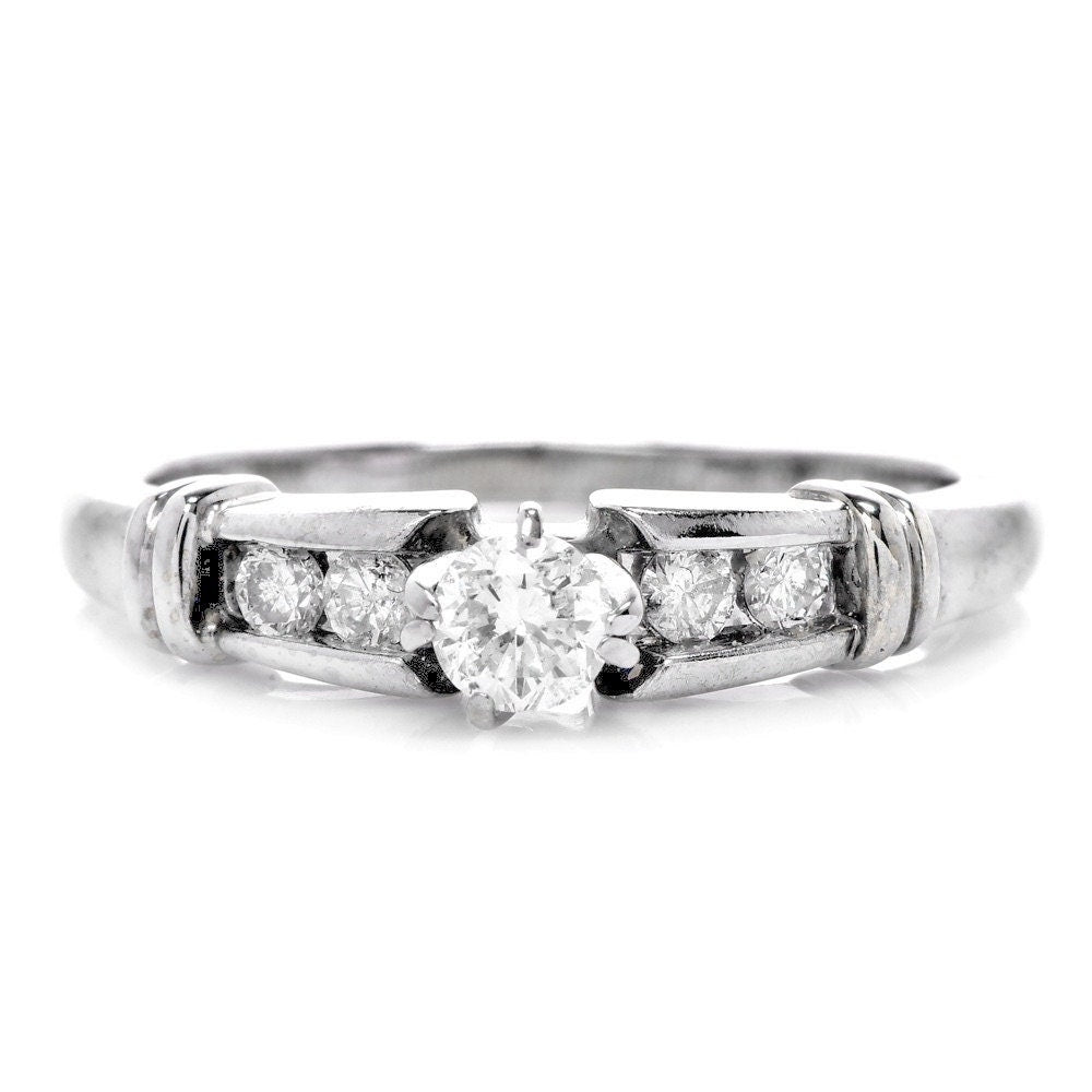 14K White Gold Five Stone Engagement Ring