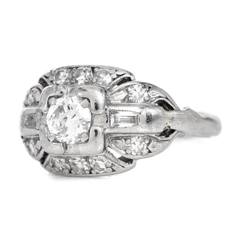 Antique Art Deco Quarter Carat Diamond Platinum Engagement Ring